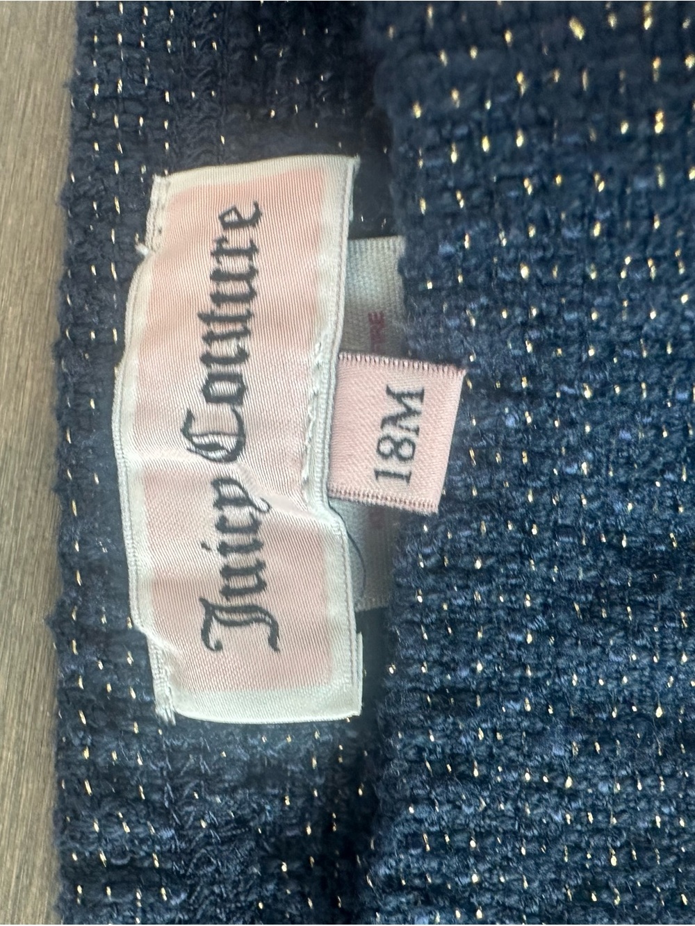 Juicy Couture baby Navy Blue Tweed Short Sleeve dress and bloomer set